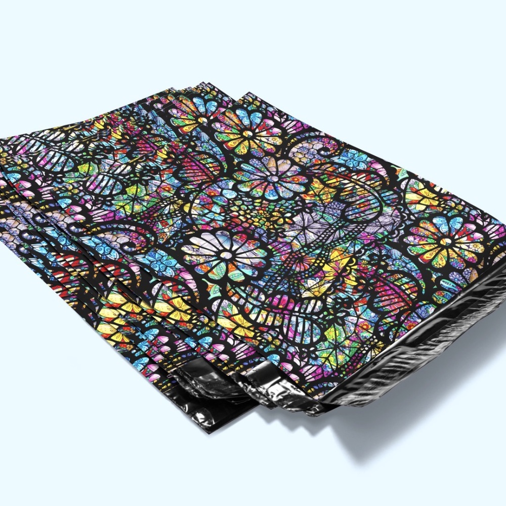 100 pack Designer Custom Poly Mailer Shipping Bags 10x13 - Stained Glass Lace